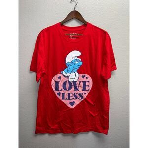 The Smurfs Shirt Loveless Love Less Red Graphic Tee Cartoon XL